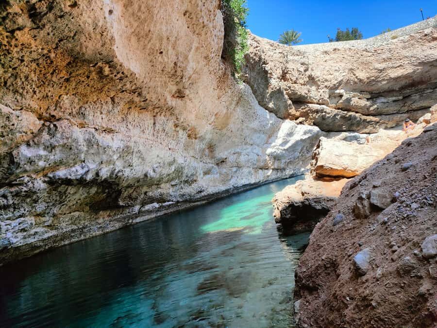 Wadi Shab &Bimmah Sinkhole &Heart shaped Cave &Pebble Beach - Wadi Shab cave waterfall: the main reason to go